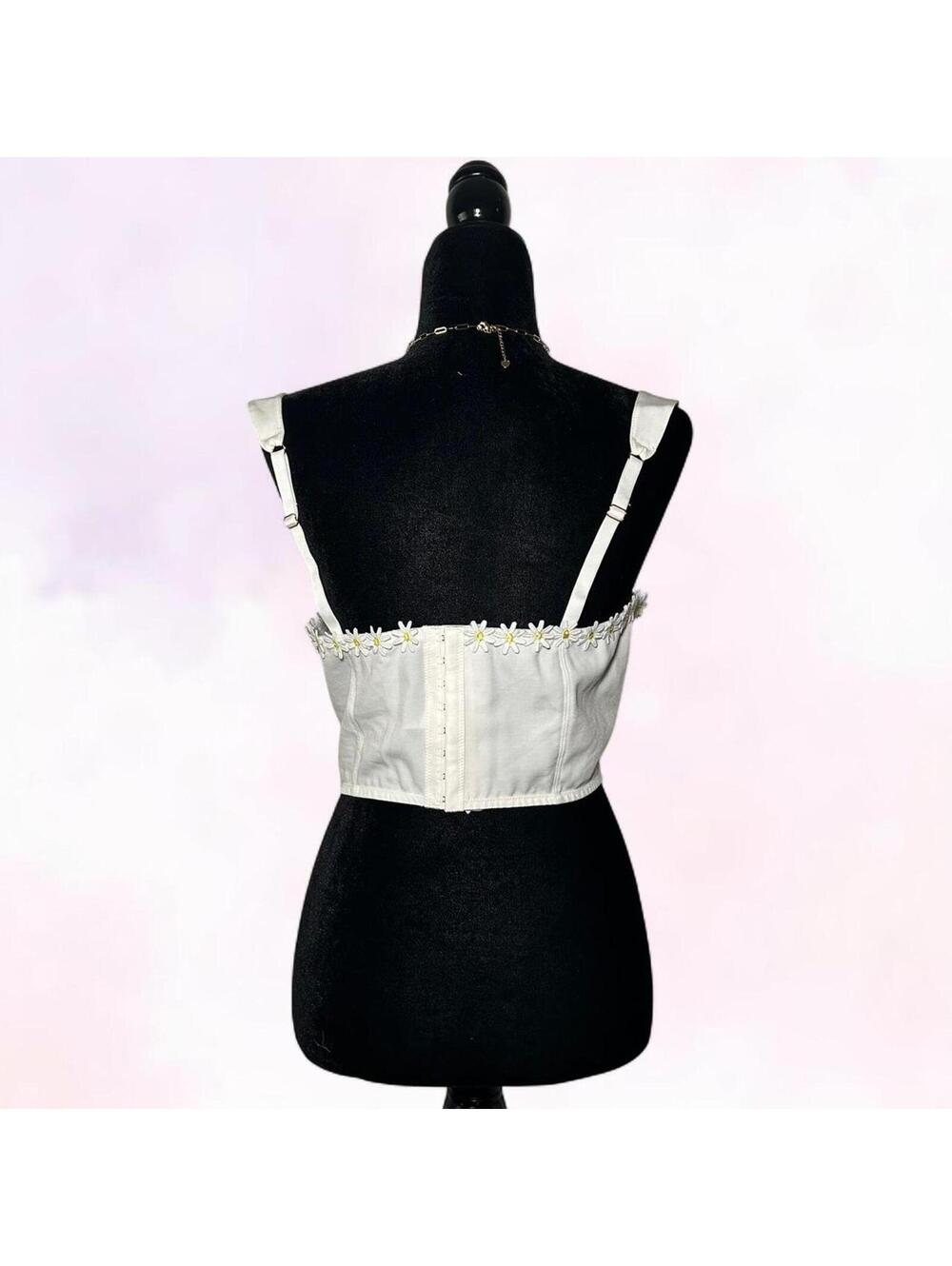 Urban Outfitters x Out From Under White Floral Cropped Corset Top - Picture 4 of 4